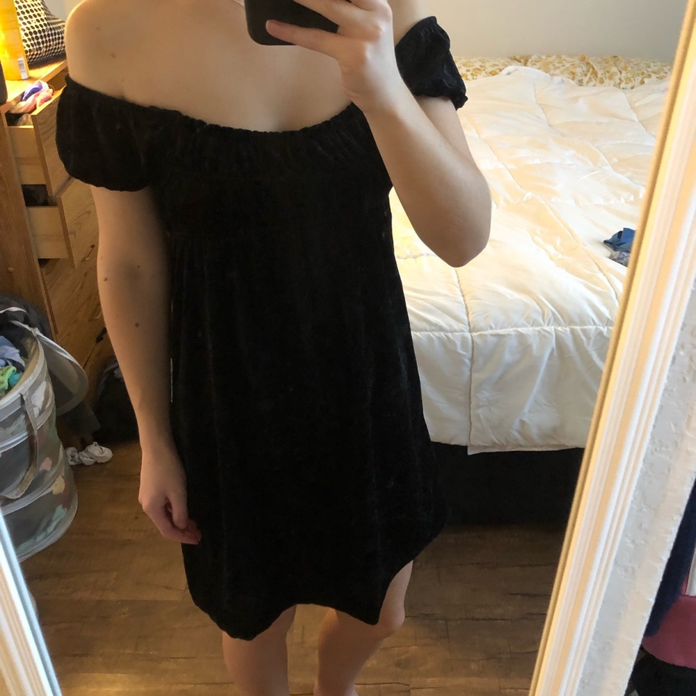 Black off-the-shoulder dress